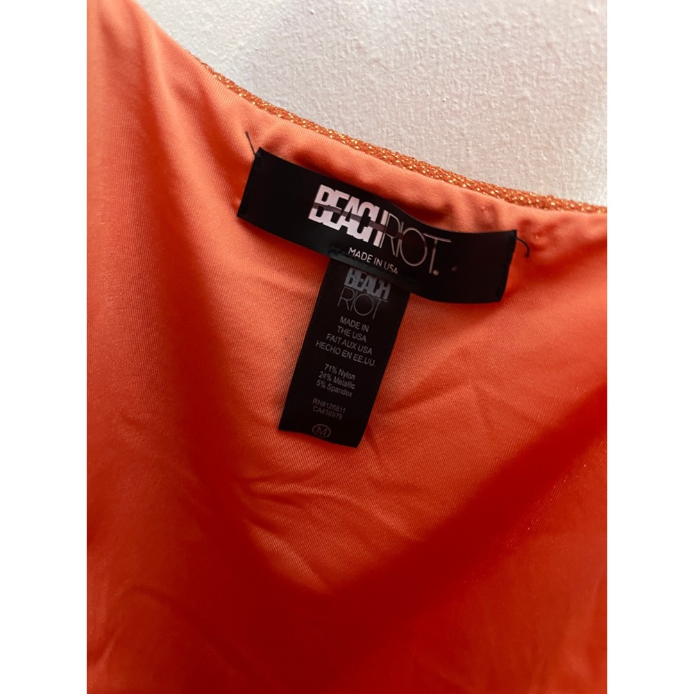 NWOT Beach‎ Riot Aviva Shimmer One-Piece Swimsuit Medium Rust Metallic Cutout - Picture 5 of 6